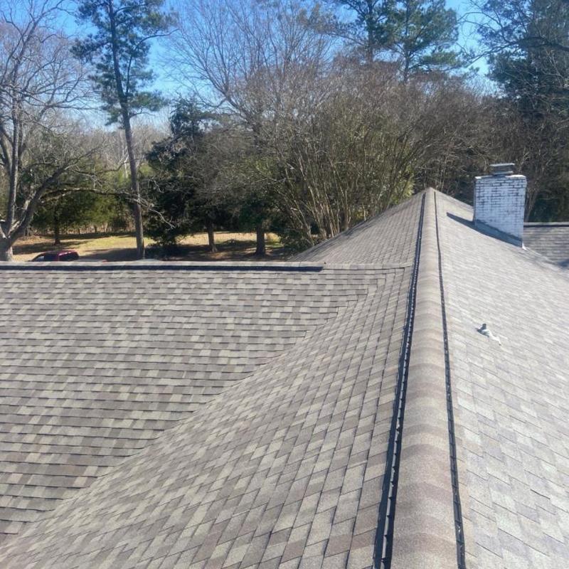 Asphalt shingle roof ridge inspection in Florence, MS