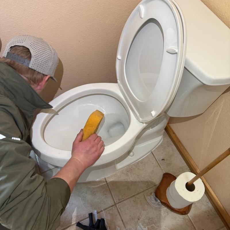 Highline Arc chair-height toilet cleaning in home restroom