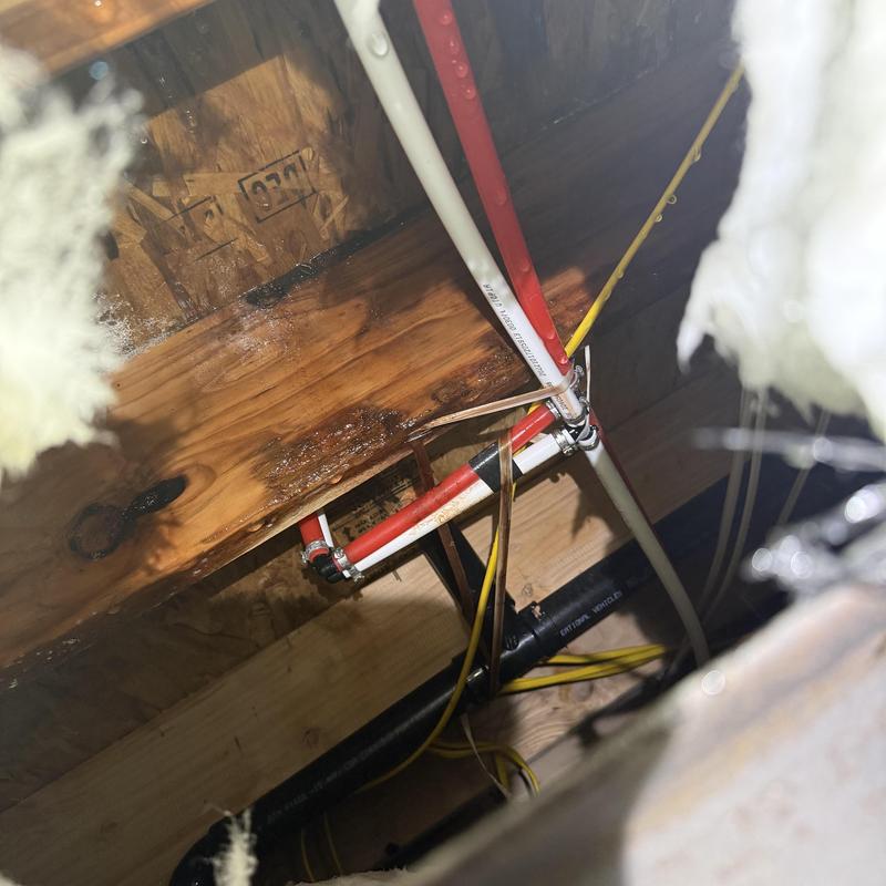 PEX water line with new fittings in attic space