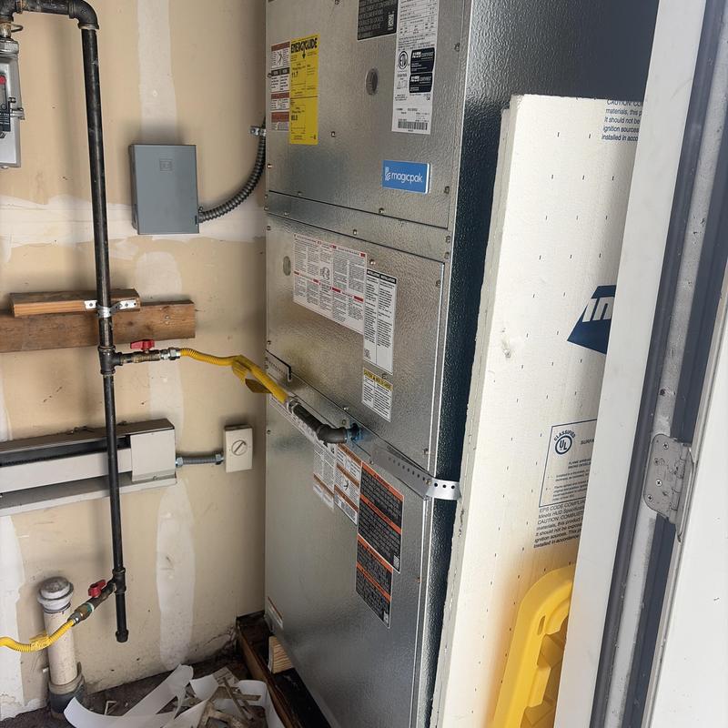 Heat pump unit with gas line and control panel