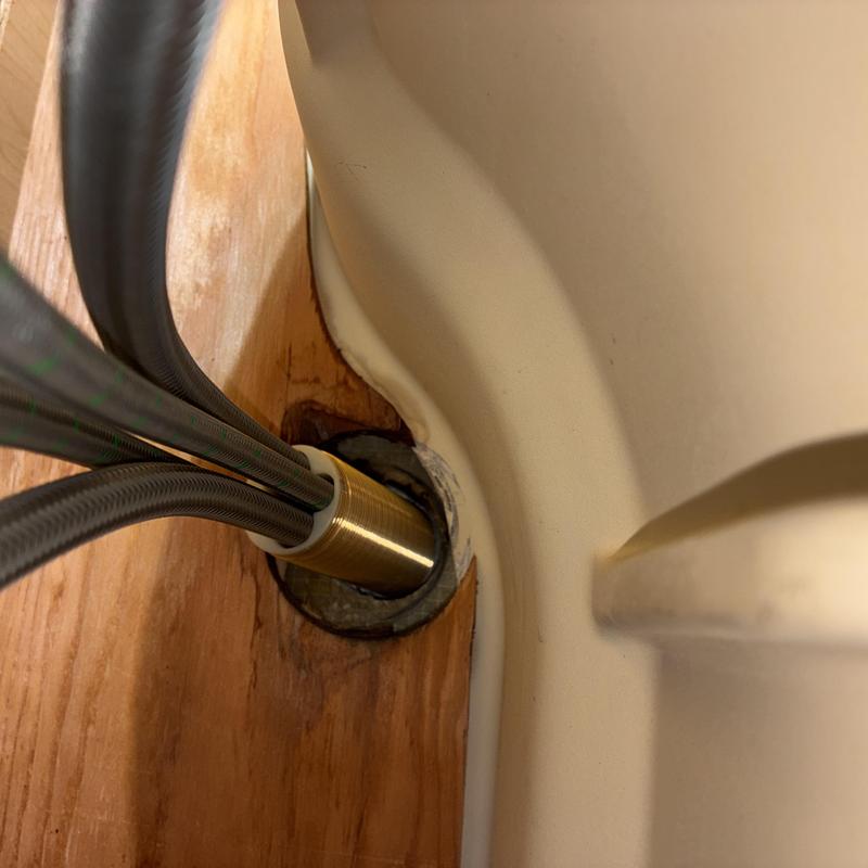 Kitchen faucet brass mounting nut and supply lines installation