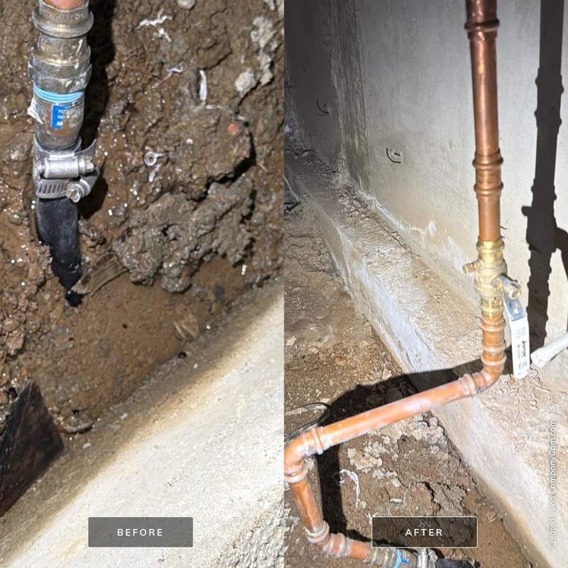 Copper water supply line with shutoff valve replacement