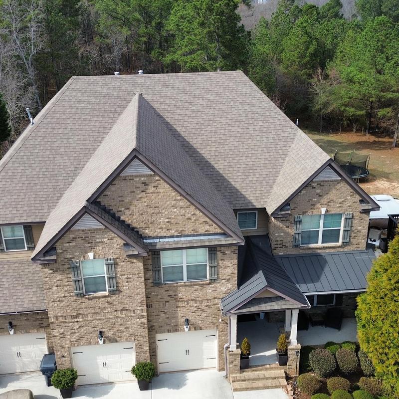 Roof shingles and front left gutter installation, Loganville GA