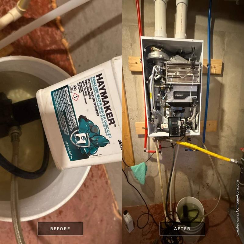 Tankless water heater descaling and flushing maintenance