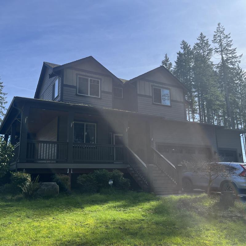 Residential roof with moss treatment preparation Residential roof with moss treatment preparation