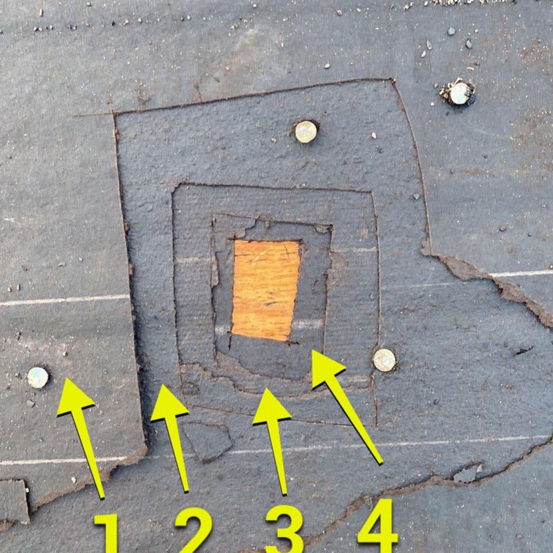 Roof decking with multiple felt layers and nails Roof decking with multiple felt layers and nails