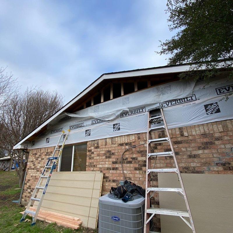 LP SmartSide siding and trim installation on gable end
