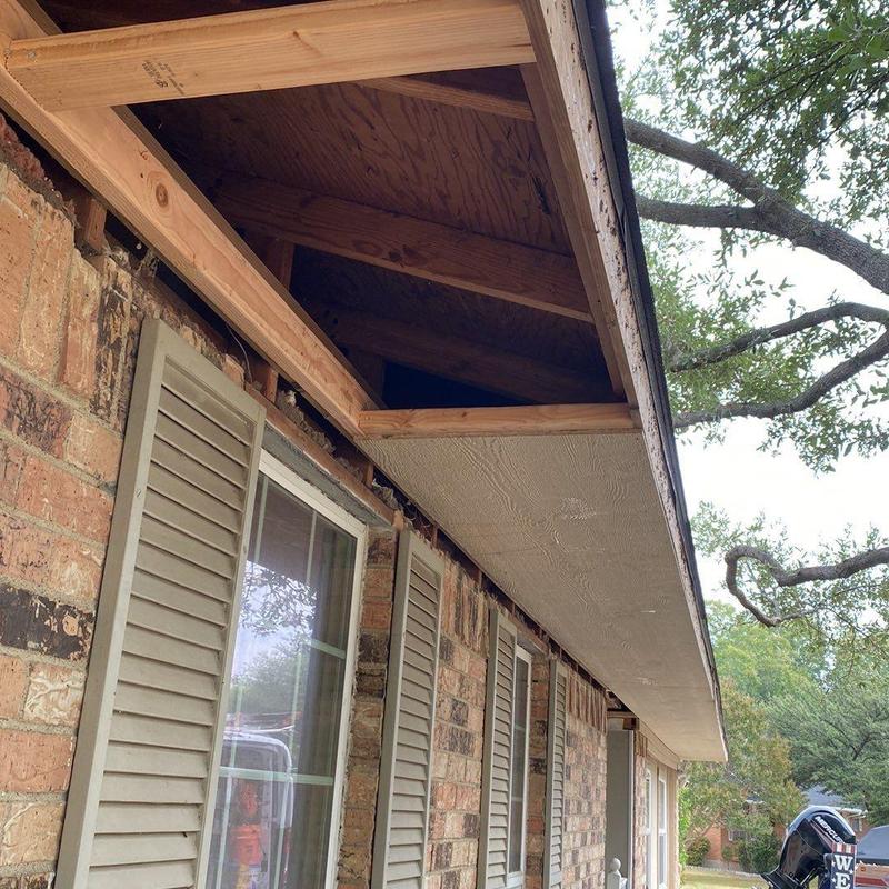 LP SmartSide soffit and fascia replacement on brick house