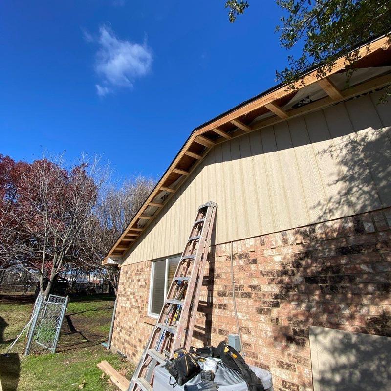 LP SmartSide siding and trim installation on gable end