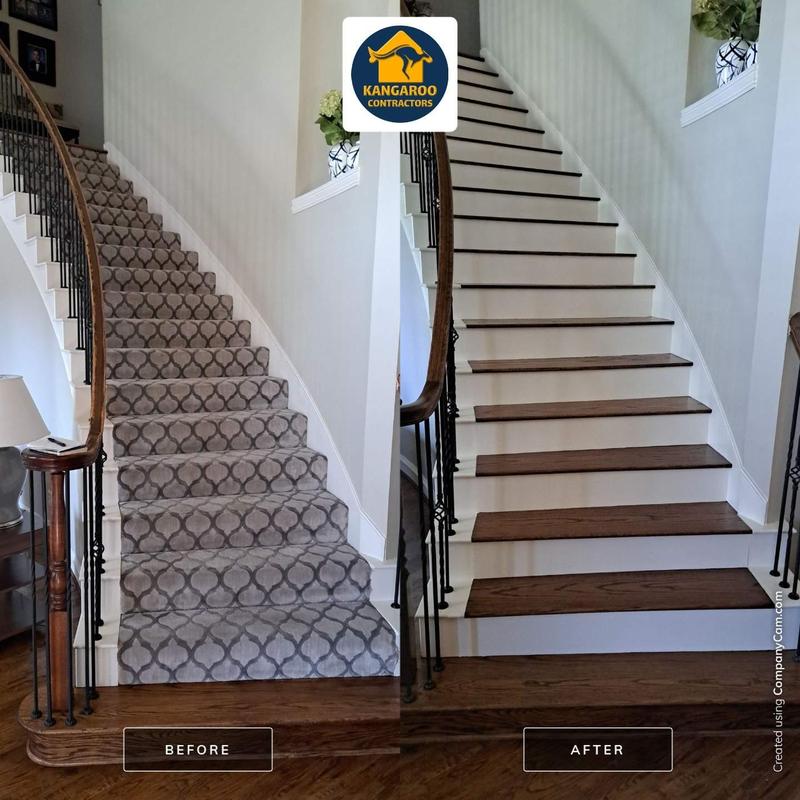 Hardwood stairs with painted risers upgrade before and after