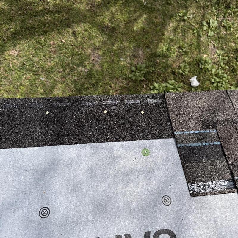 Asphalt shingle roofing installation with synthetic underlayment