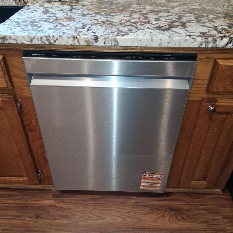 Dishwasher installation with new wiring and hoses