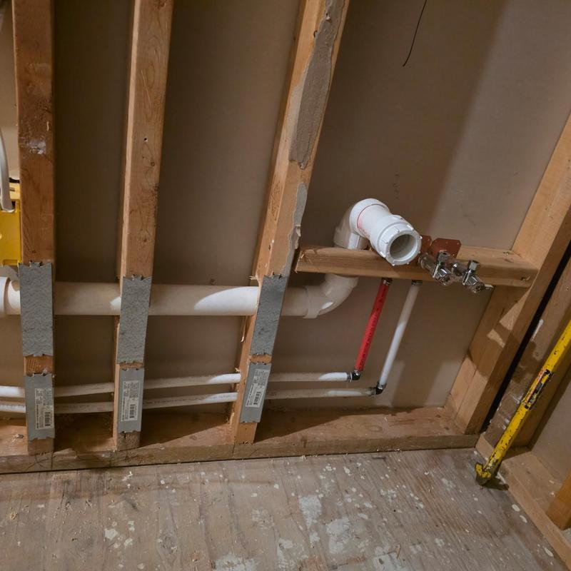 Soaker tub and jack and Jill vanity water lines installation