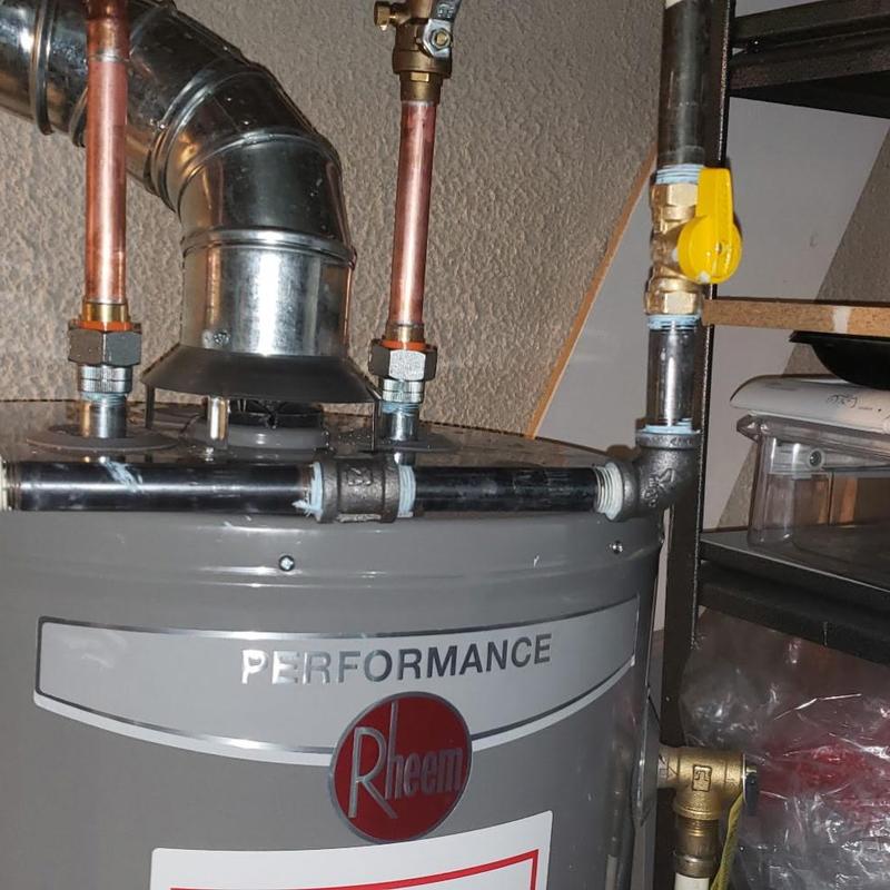 Gas water heater with new ball valve and piping