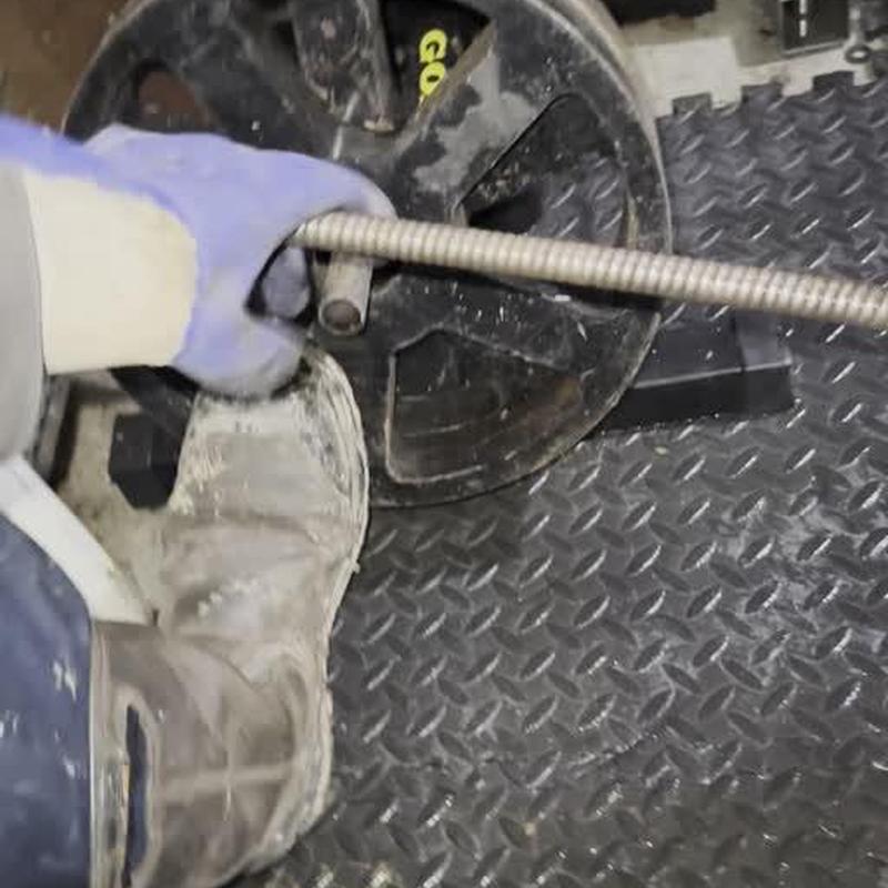 Main sewer line cable cleaning with spool reel