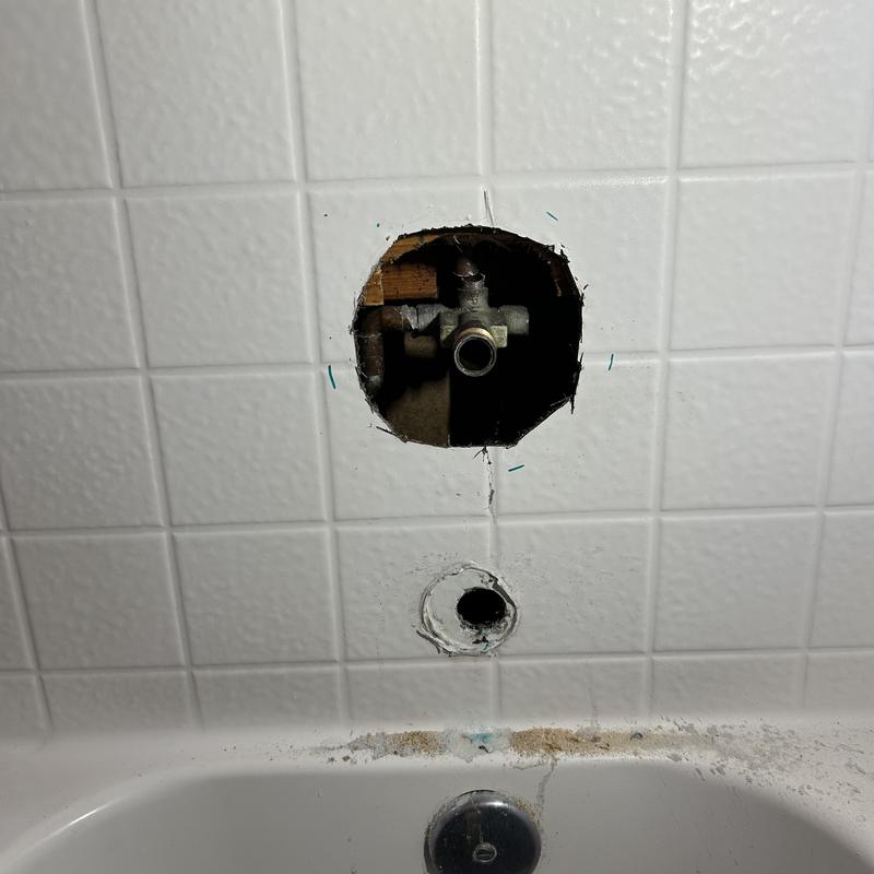 Moen shower valve cutout in tiled tub wall