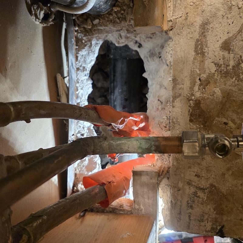 Shower drain pipe upgrade with copper piping in wall