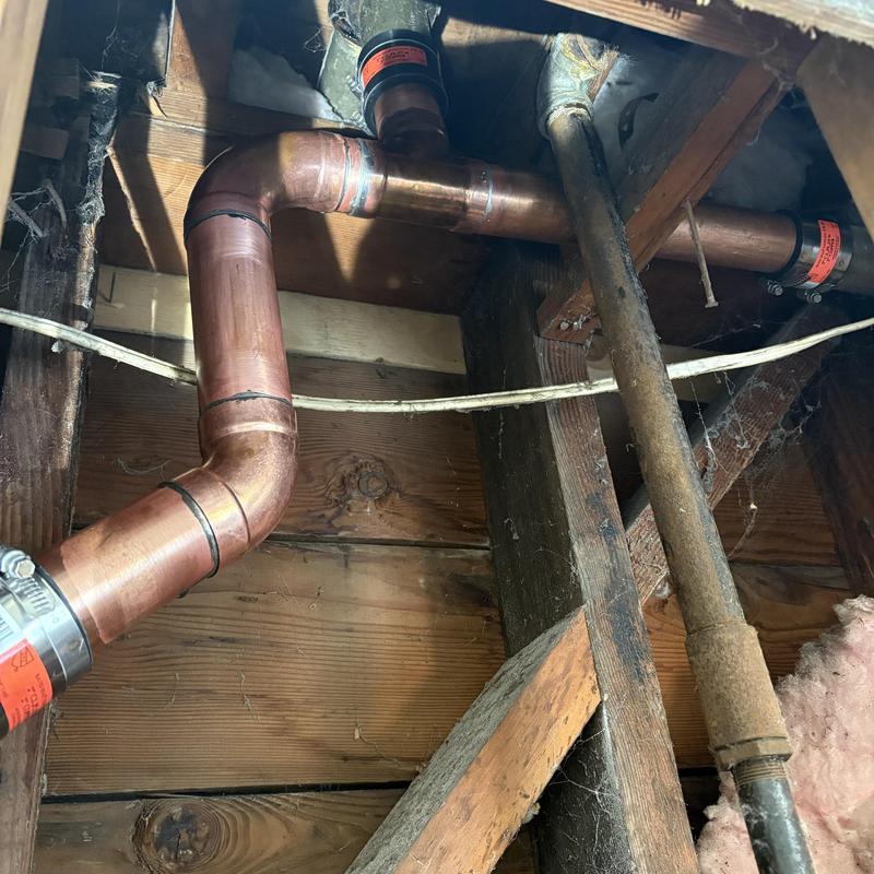 Copper DWV drain line replacement in wall cavity