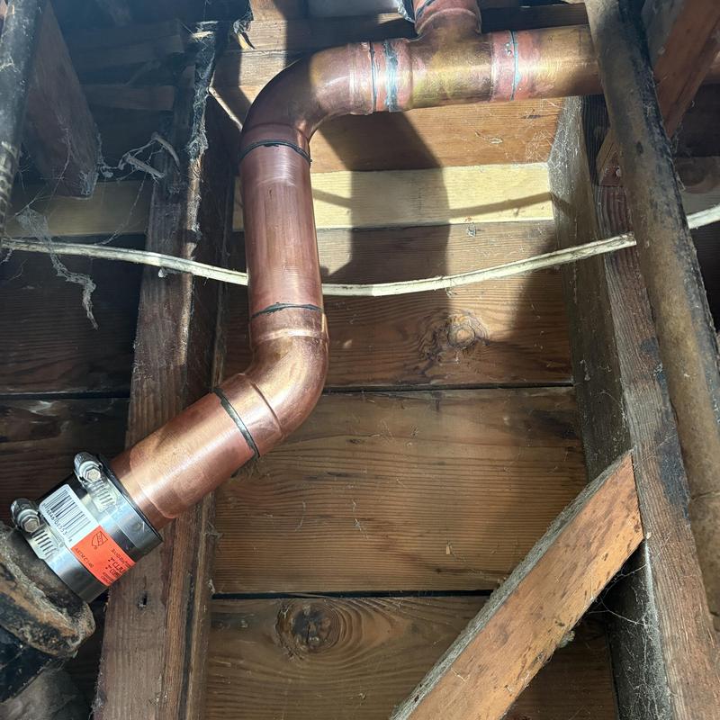 Copper drain line replacement with new fittings