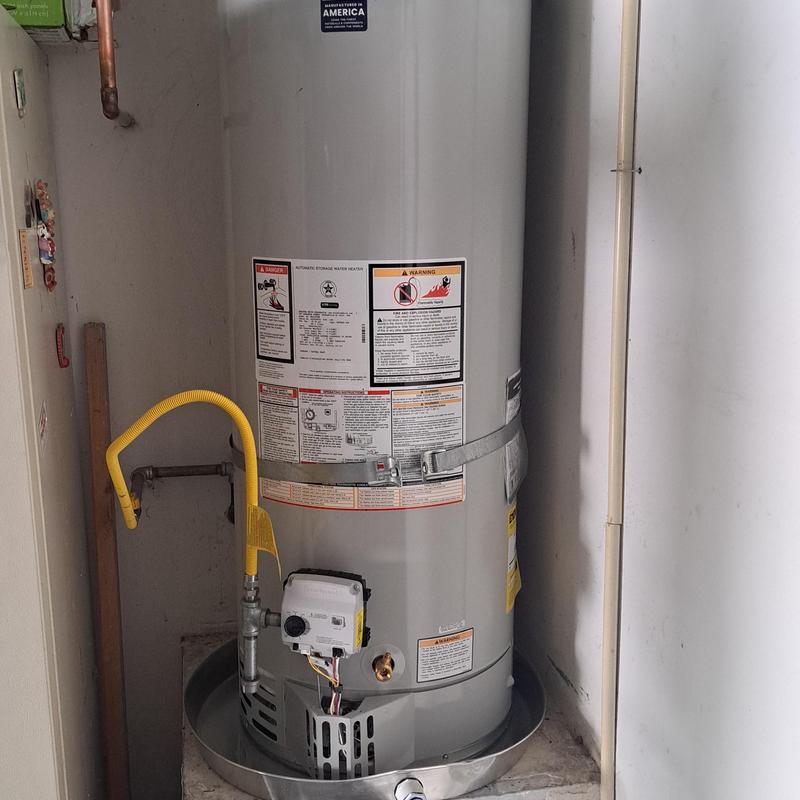 50-gallon water heater with safety straps installed