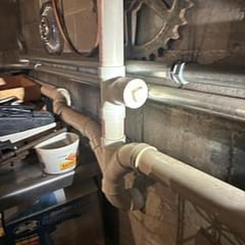 Main sewer line with basement access and fittings