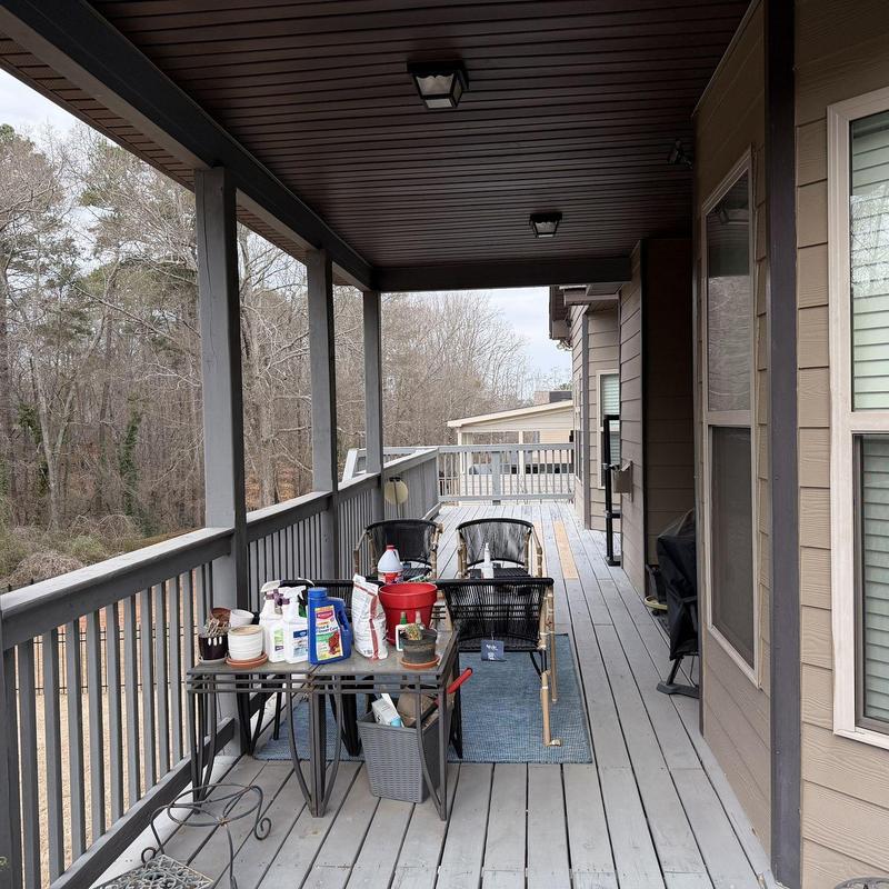 TREX deck boards installation on covered porch