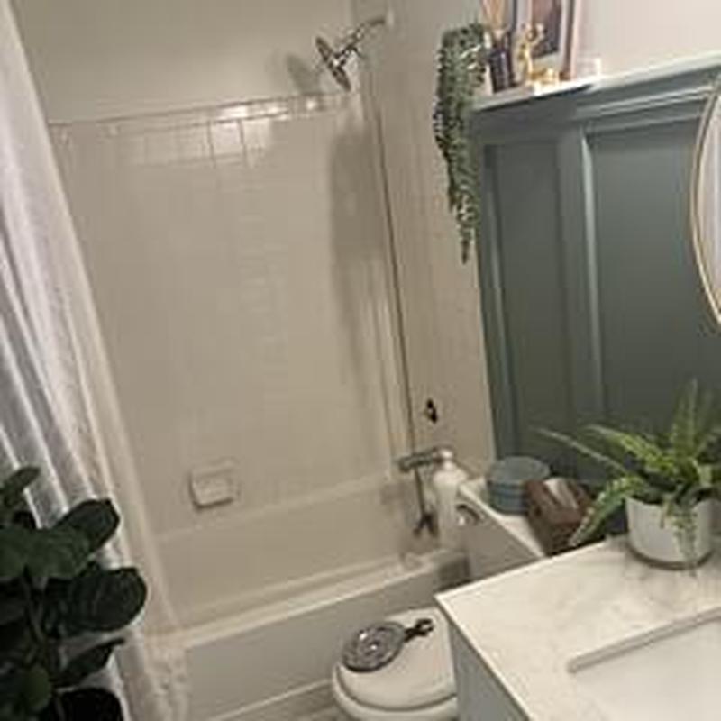 Bathtub shower trim kit with caulking and plants