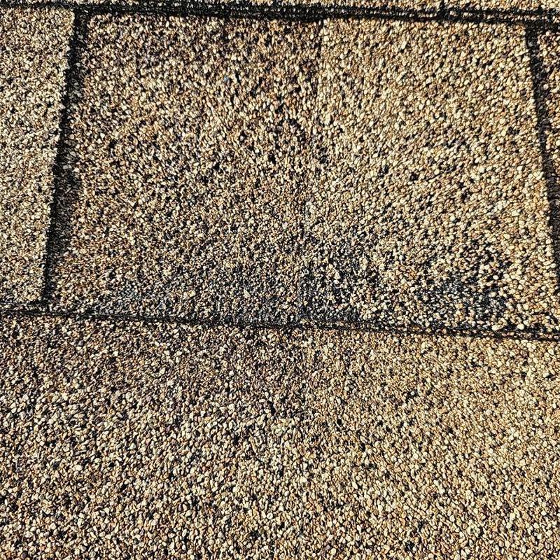 Shingle roof surface with visible hail damage spots Shingle roof surface with visible hail damage spots