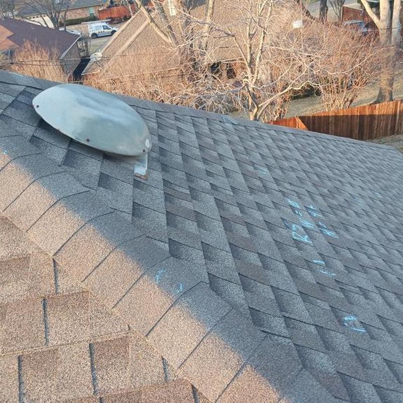 Asphalt roof shingles with inspection markings