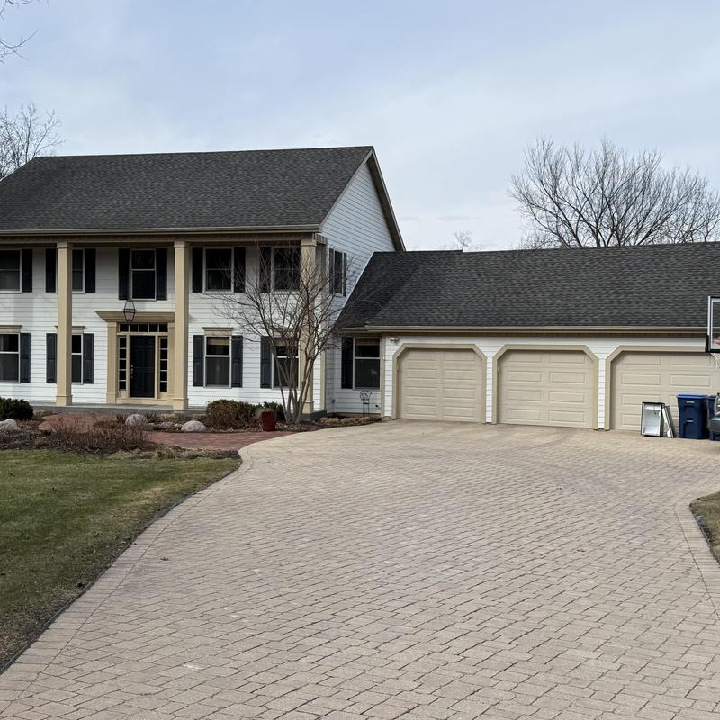 James Hardie siding on two-story house and garage