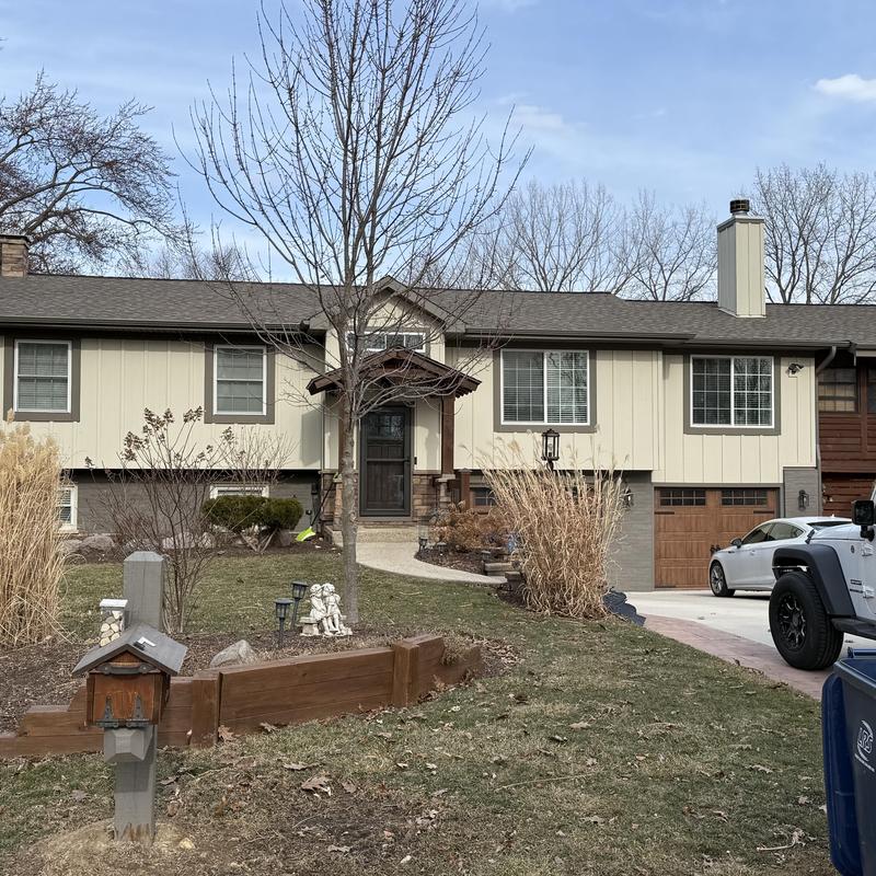 James Hardie siding and gutter guards on house exterior