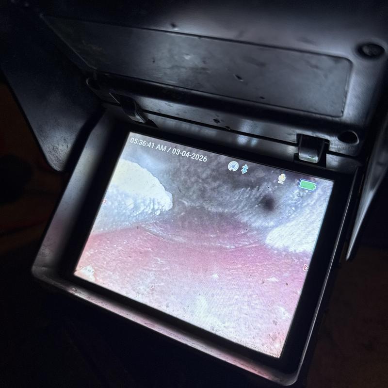 Sewer line camera inspection showing clear drain pipe