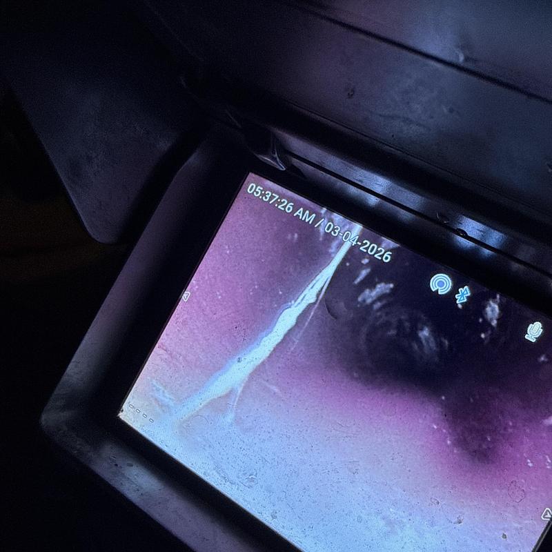 Sewer line internal camera showing root intrusion damage
