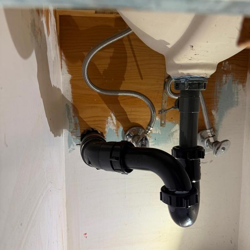 Bathroom sink P-trap and drain installation