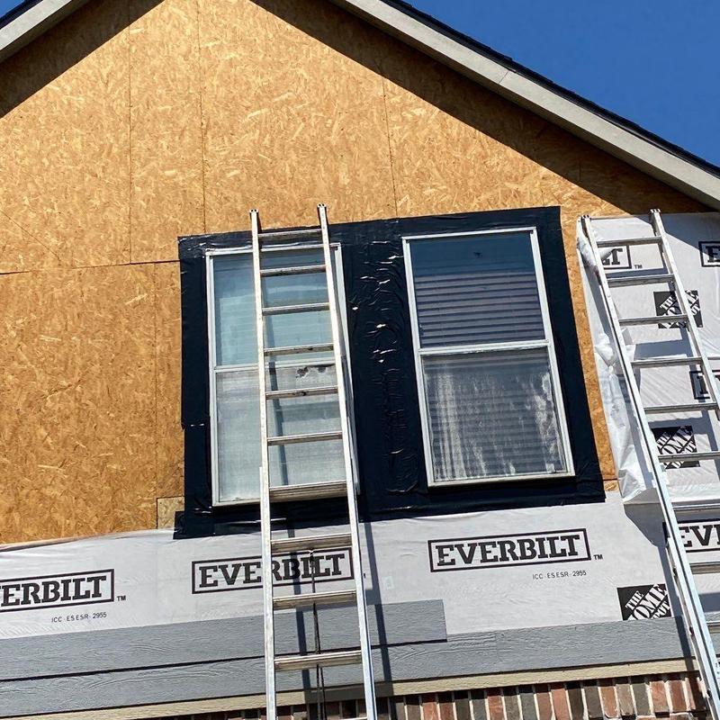 Window flashing tape and sheathing water damage repair