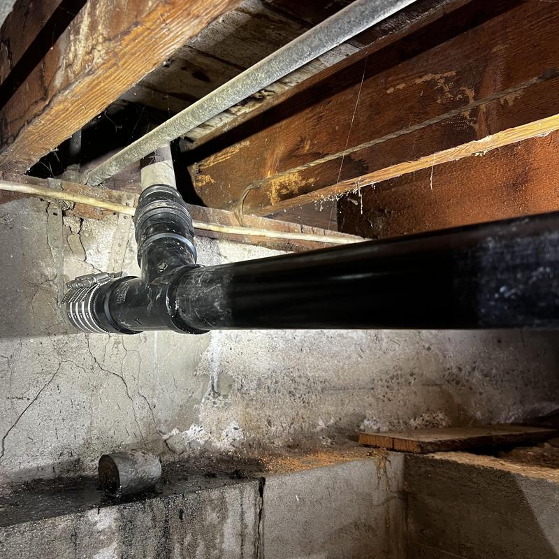 Kitchen drain and washer drain with new ABS piping in basement