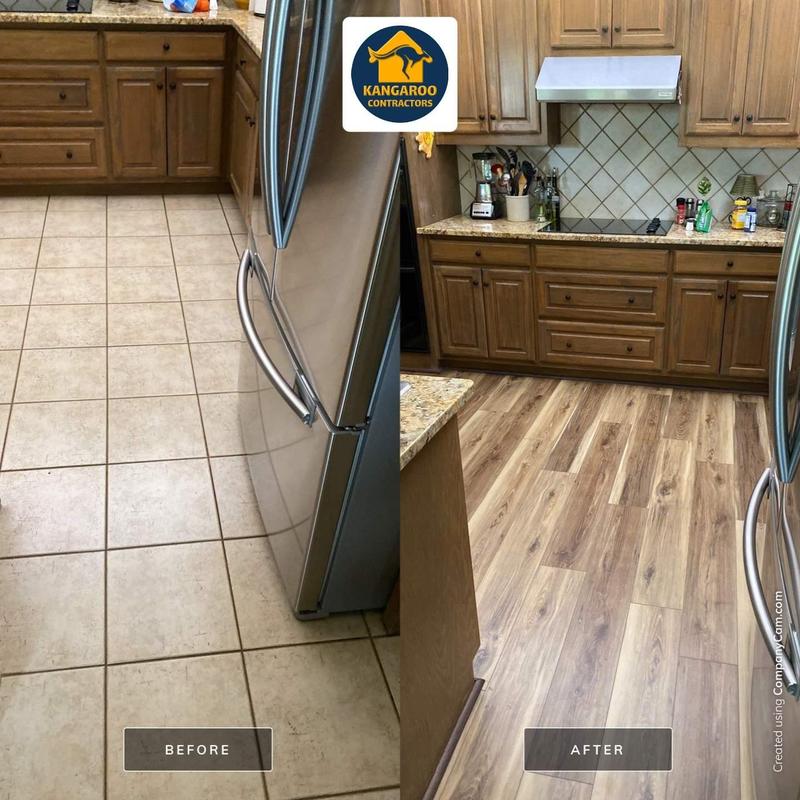 Luxury vinyl plank flooring upgrade in kitchen