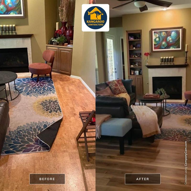 Luxury vinyl plank flooring upgrade in living room