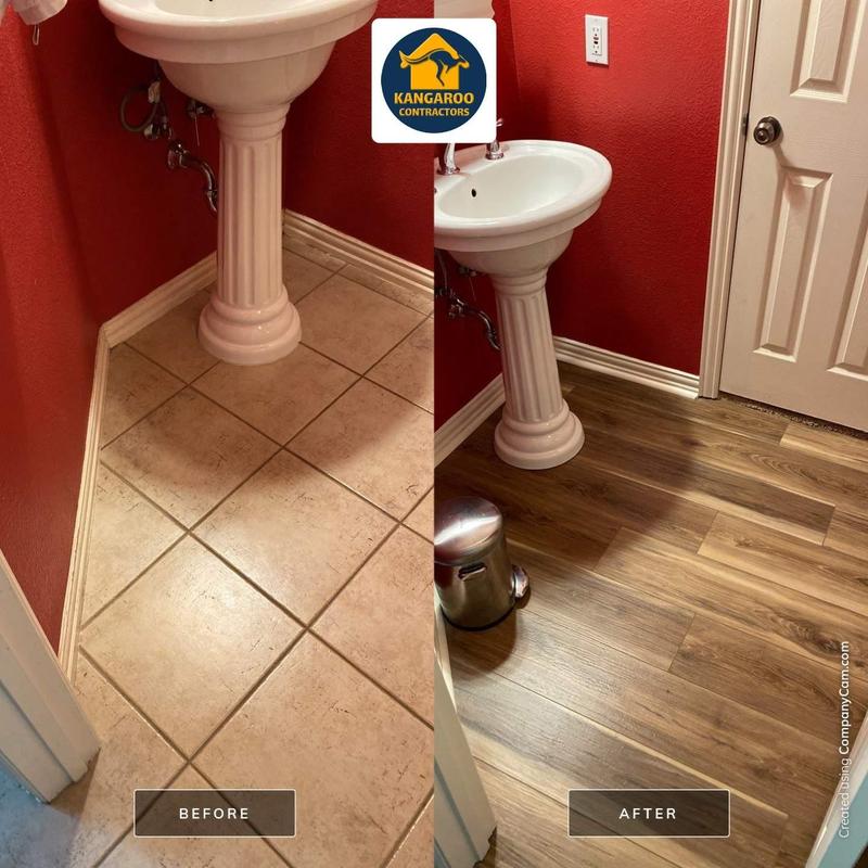 Luxury vinyl plank flooring replacement in bathroom