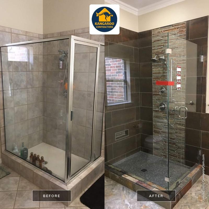 Frameless glass shower with new tile renovation Frameless glass shower with new tile renovation