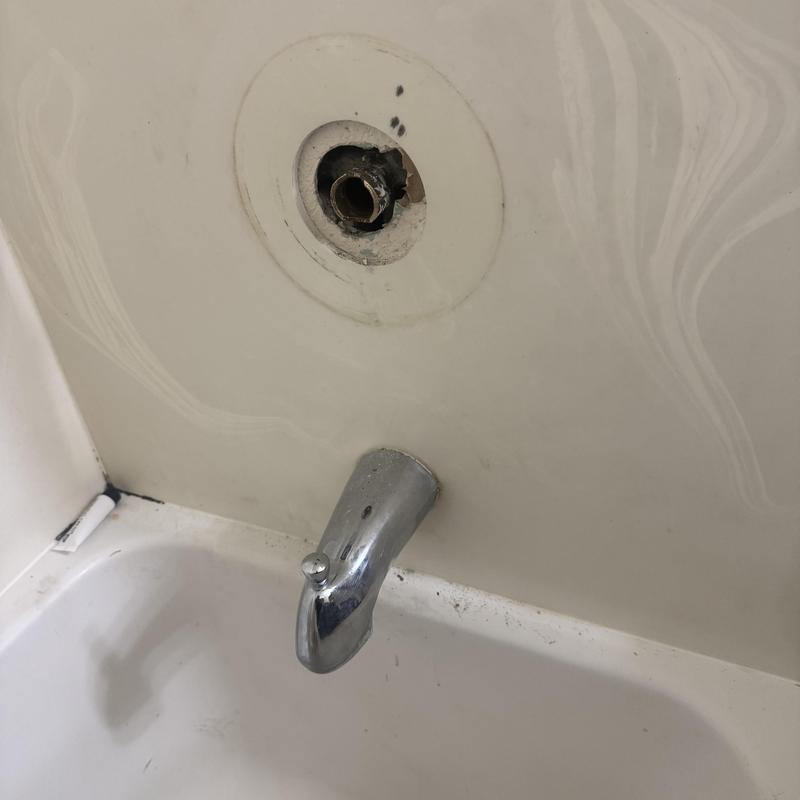 Moen shower cartridge housing exposed with tub spout
