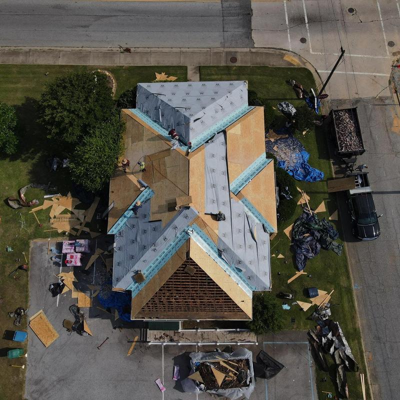 Roof decking and underlayment installation on residential home Roof decking and underlayment installation on residential home