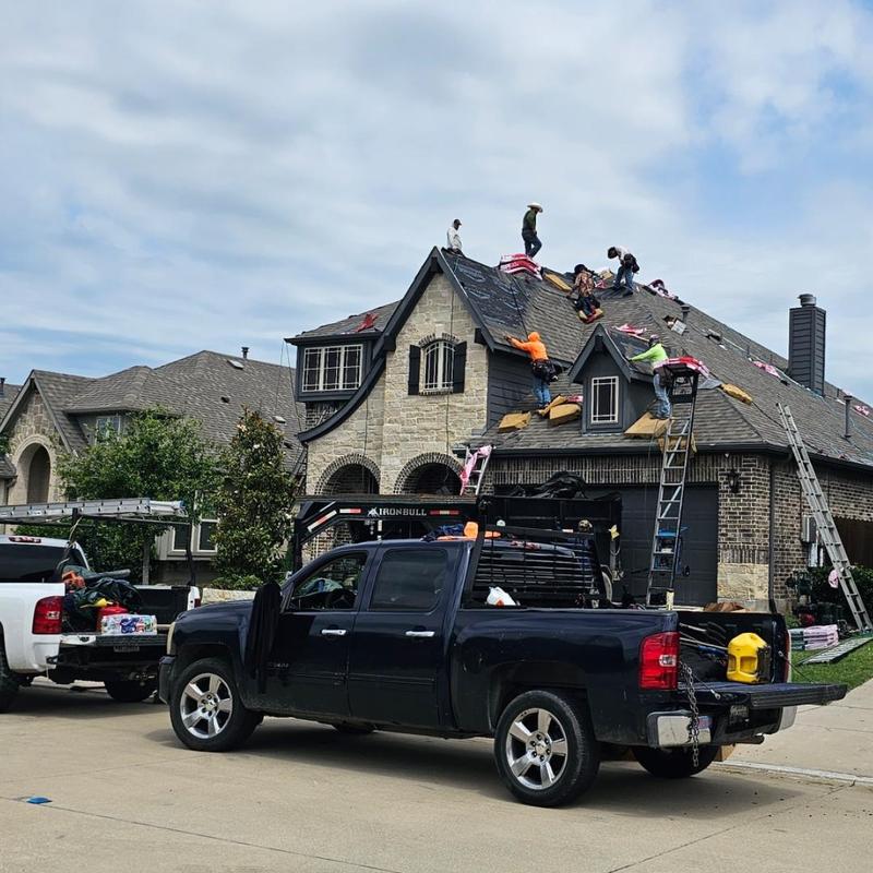 Asphalt shingle roof hail damage repair in Terrell TX