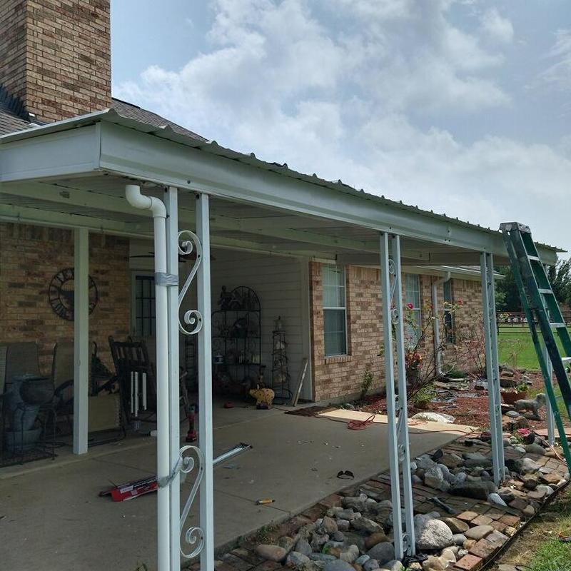 Metal patio cover with hail damage inspection in Terrell TX