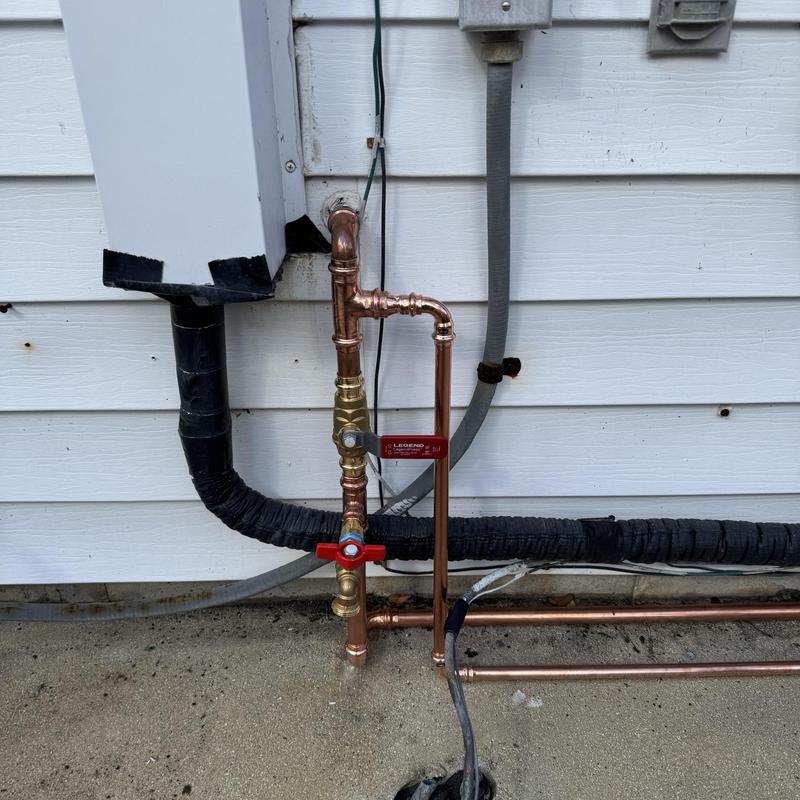 Copper water service with ball valve and hose bibs
