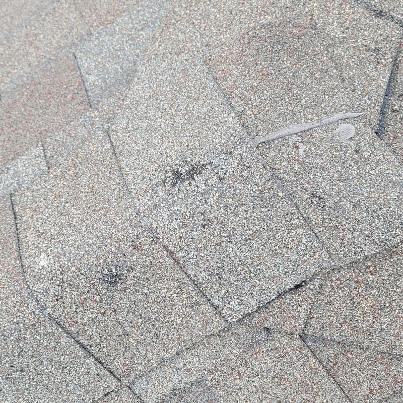 Asphalt shingles with hail damage spots