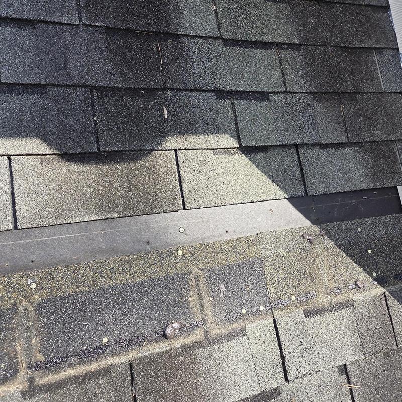 Asphalt roof shingles with caulked mechanical fasteners