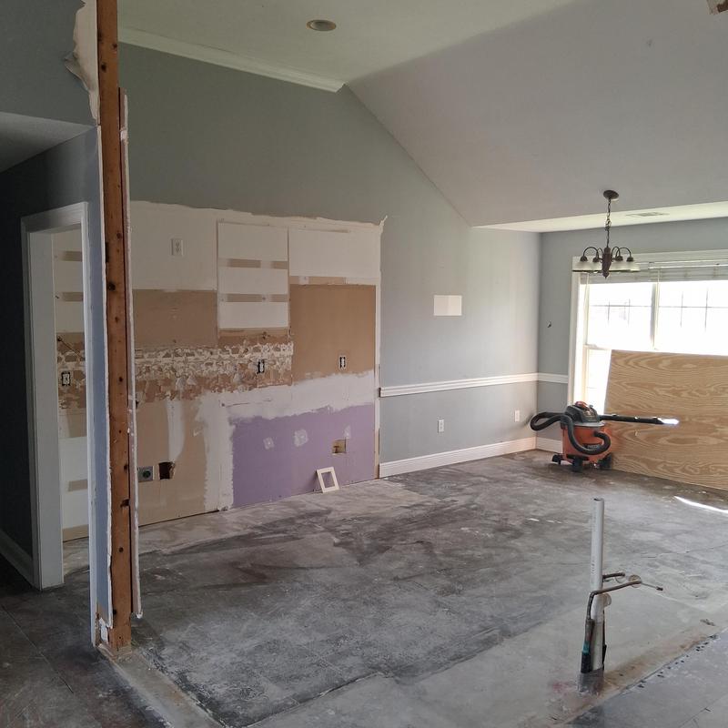 Kitchen electrical wiring and drywall demo for remodel