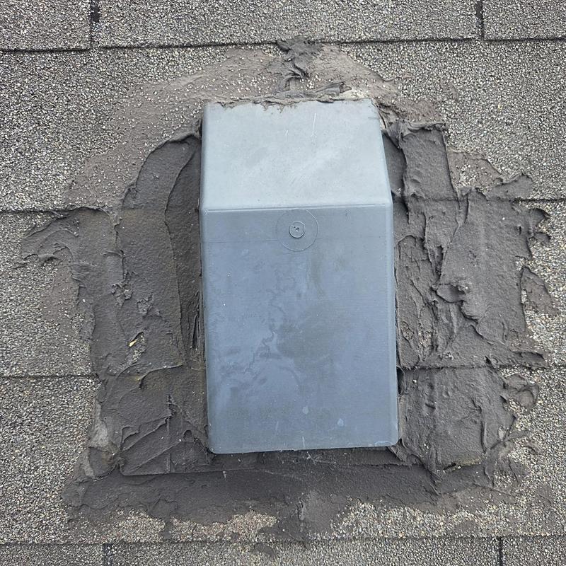 Dryer vent termination with fresh roof caulking