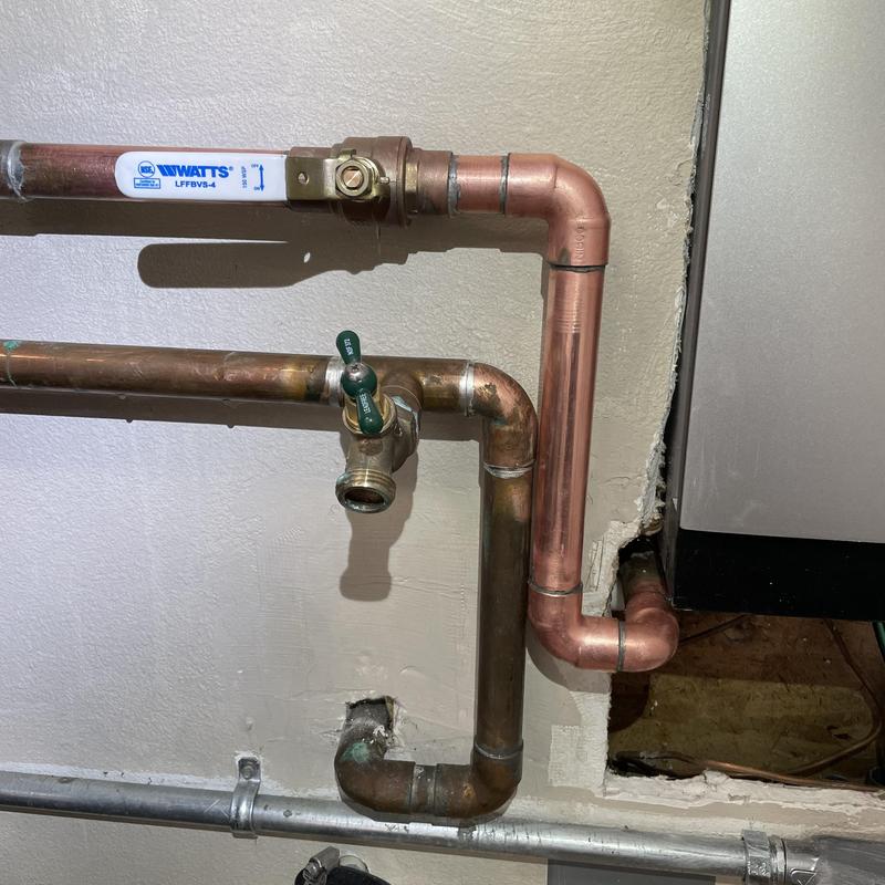 Copper ball valve and piping relocation near electrical panel